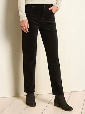 Eileen Fisher Black Velveteen High Rise Ankle Slim Jeans Pants Organic Cotton